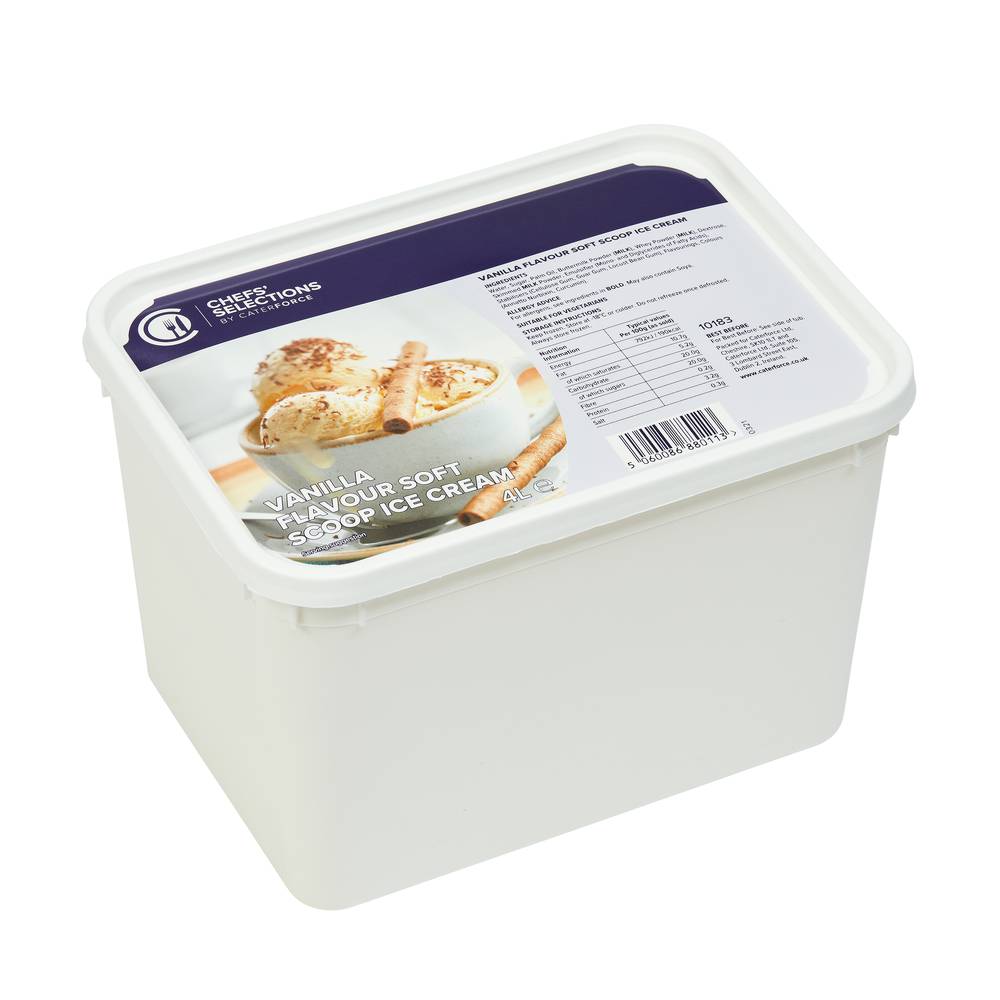 Chefs’ Selections Vanilla Flavour Soft Scoop Ice Cream (6 x 4L)