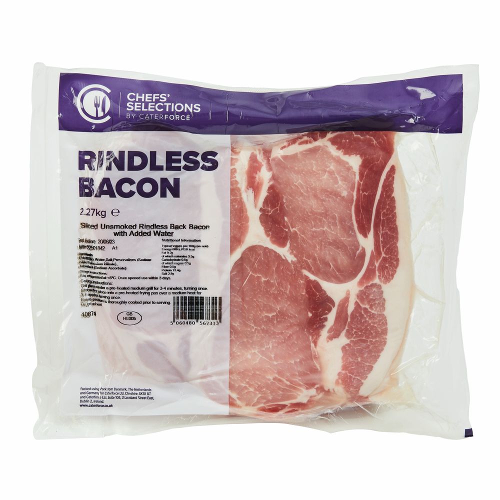 Chefs’ Selections Unsmoked Rindless Back Bacon (4 x 2.27kg)