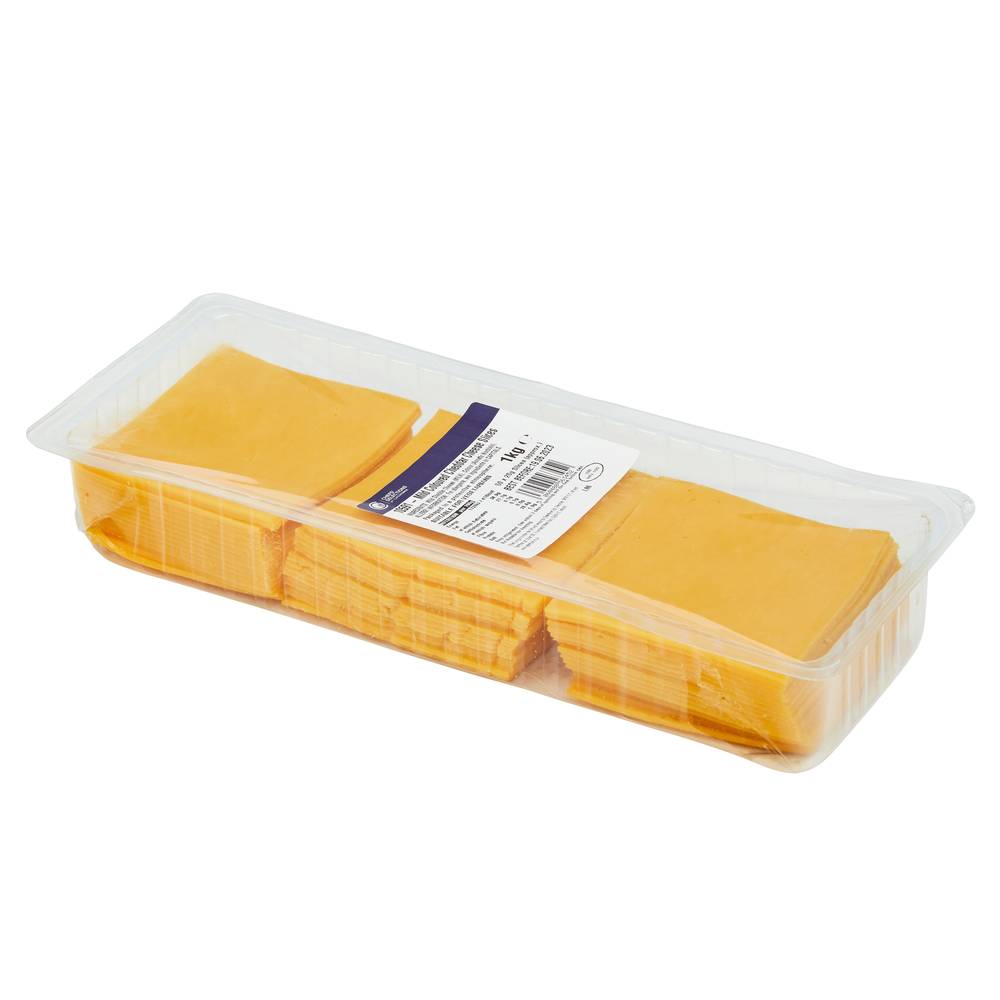 Chefs’ Selections Mild Coloured Cheddar Cheese Slices (6 x 1kg)