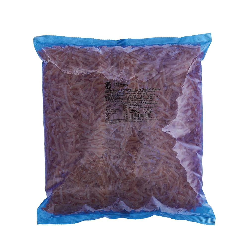 Chefs’ Selections Grated Coloured Mature Cheddar (6 x 2kg)